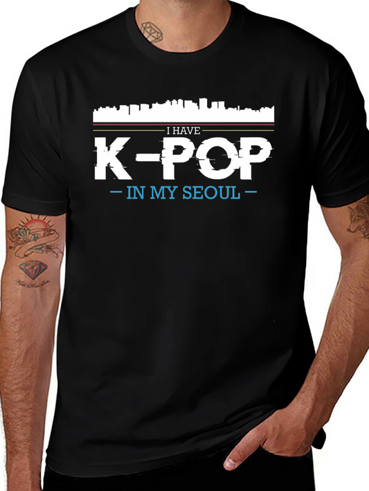K-Pop In My Seoul Graphic Tee - Black Cotton T-Shirt