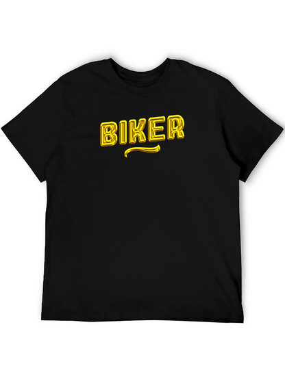 Biker Graphic T-Shirt - Black Cotton Blend