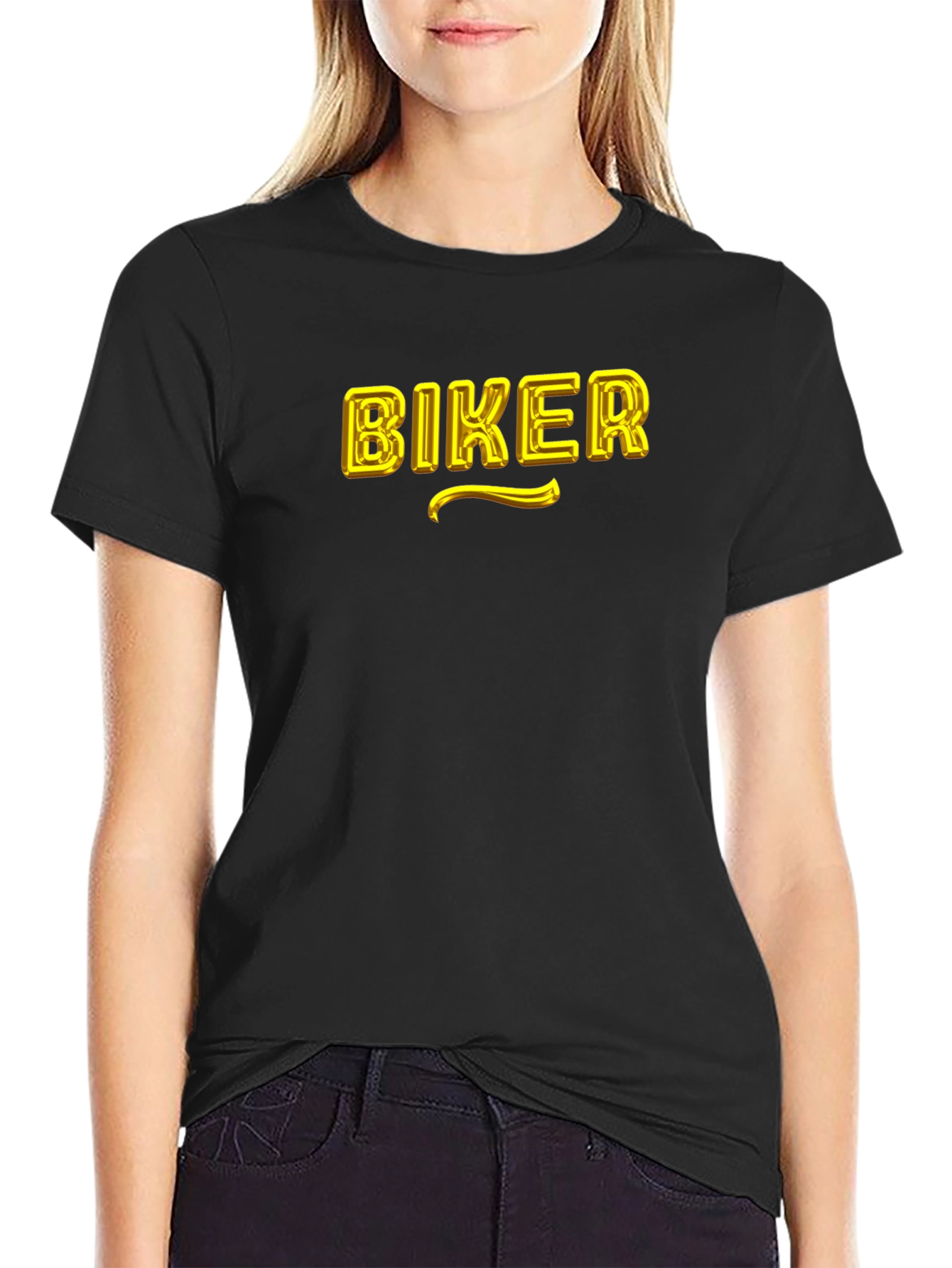 Biker Graphic T-Shirt - Black Cotton Blend