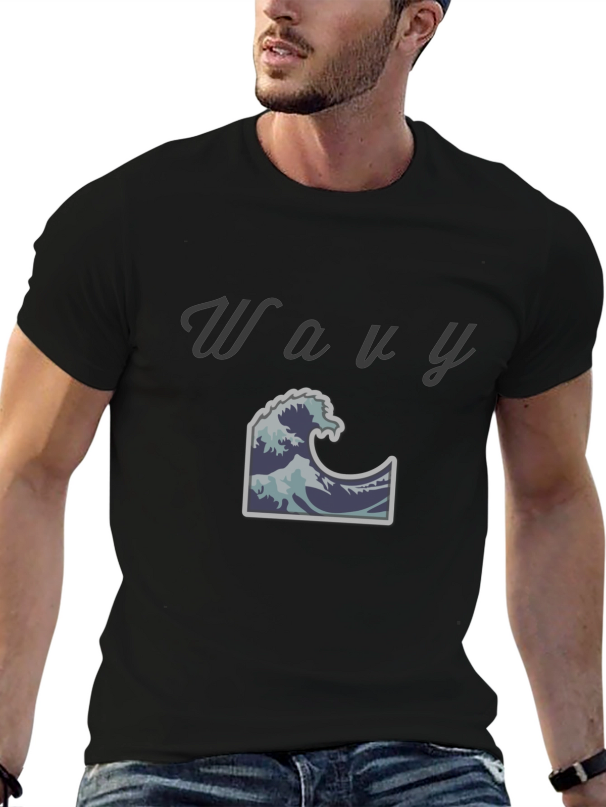 Wavy Graphic Tee - Cool Ocean Wave Design