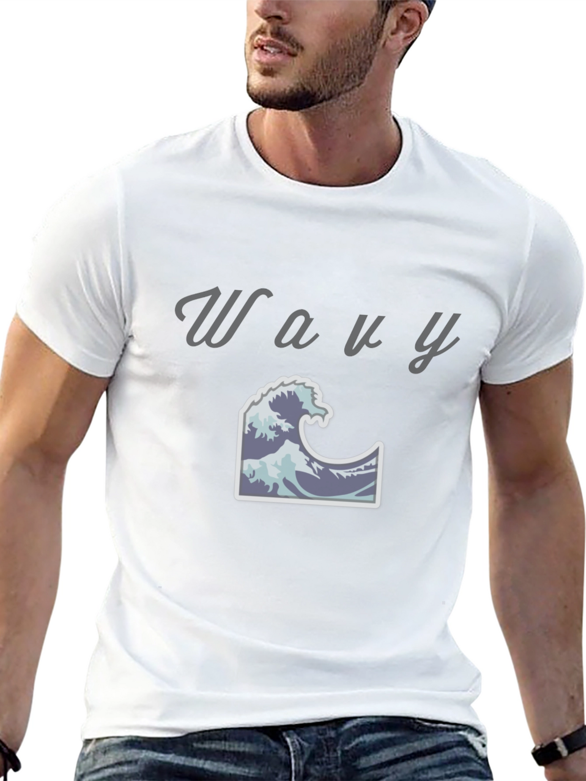 Wavy Graphic Tee - Cool Ocean Wave Design