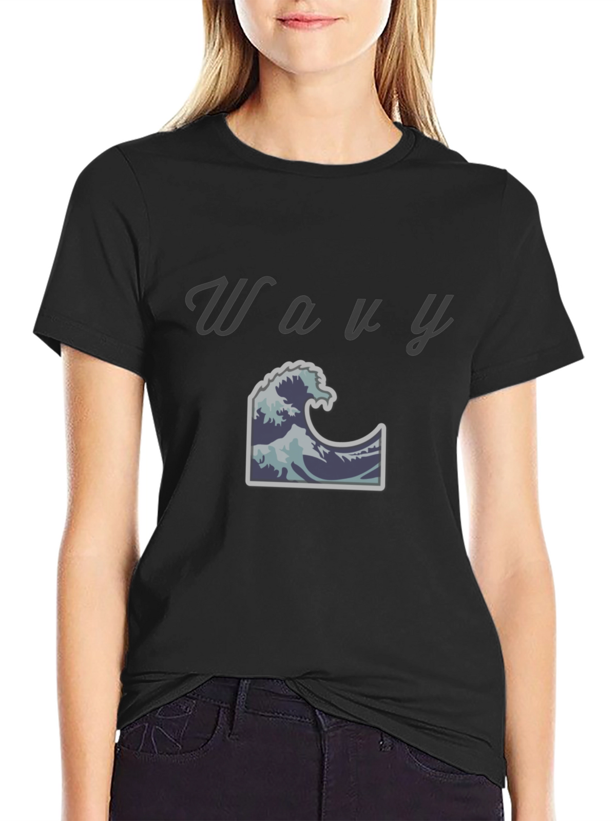 Wavy Graphic Tee - Cool Ocean Wave Design