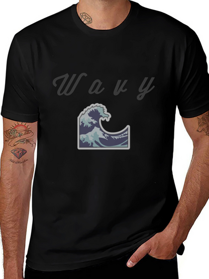 Wavy Graphic Tee - Cool Ocean Wave Design