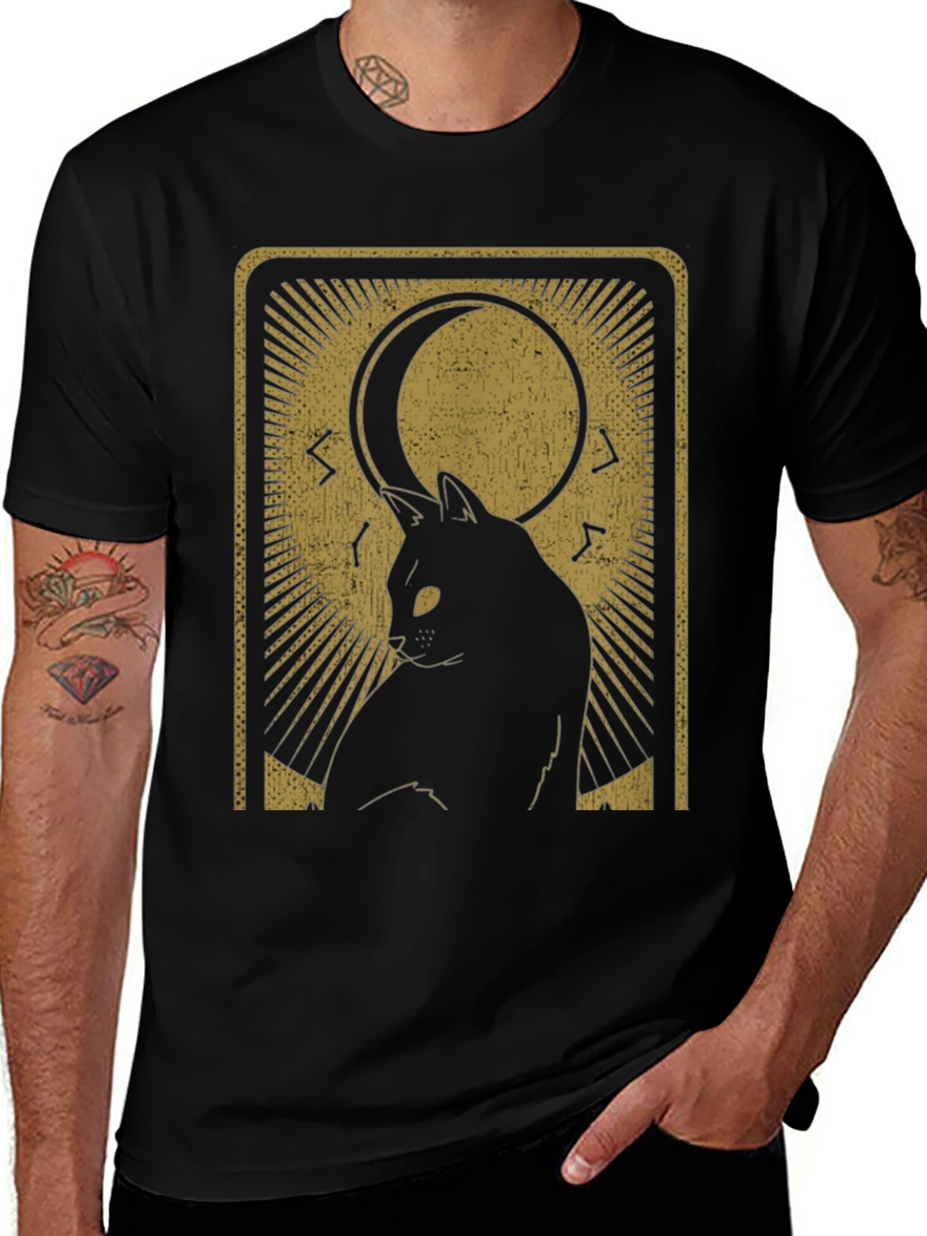 Mystic Cat Tarot Card Graphic T-Shirt