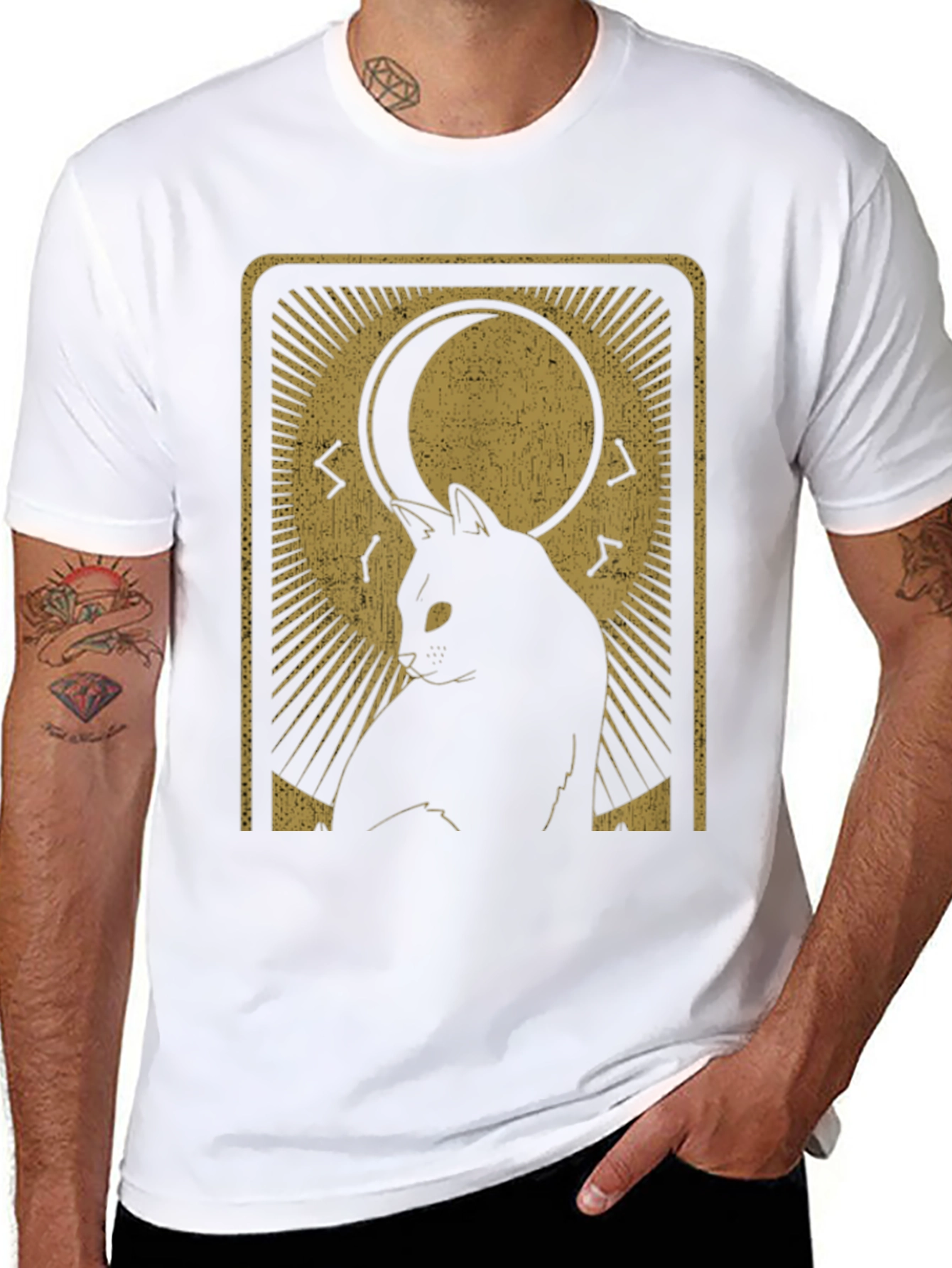 Mystic Cat Tarot Card Graphic T-Shirt