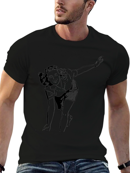 Retro Woman Graphic Tee - Black Cotton T-Shirt