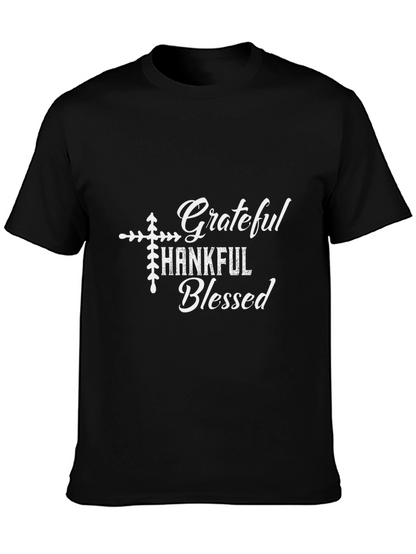 Grateful Thankful Blessed Black Graphic Tee