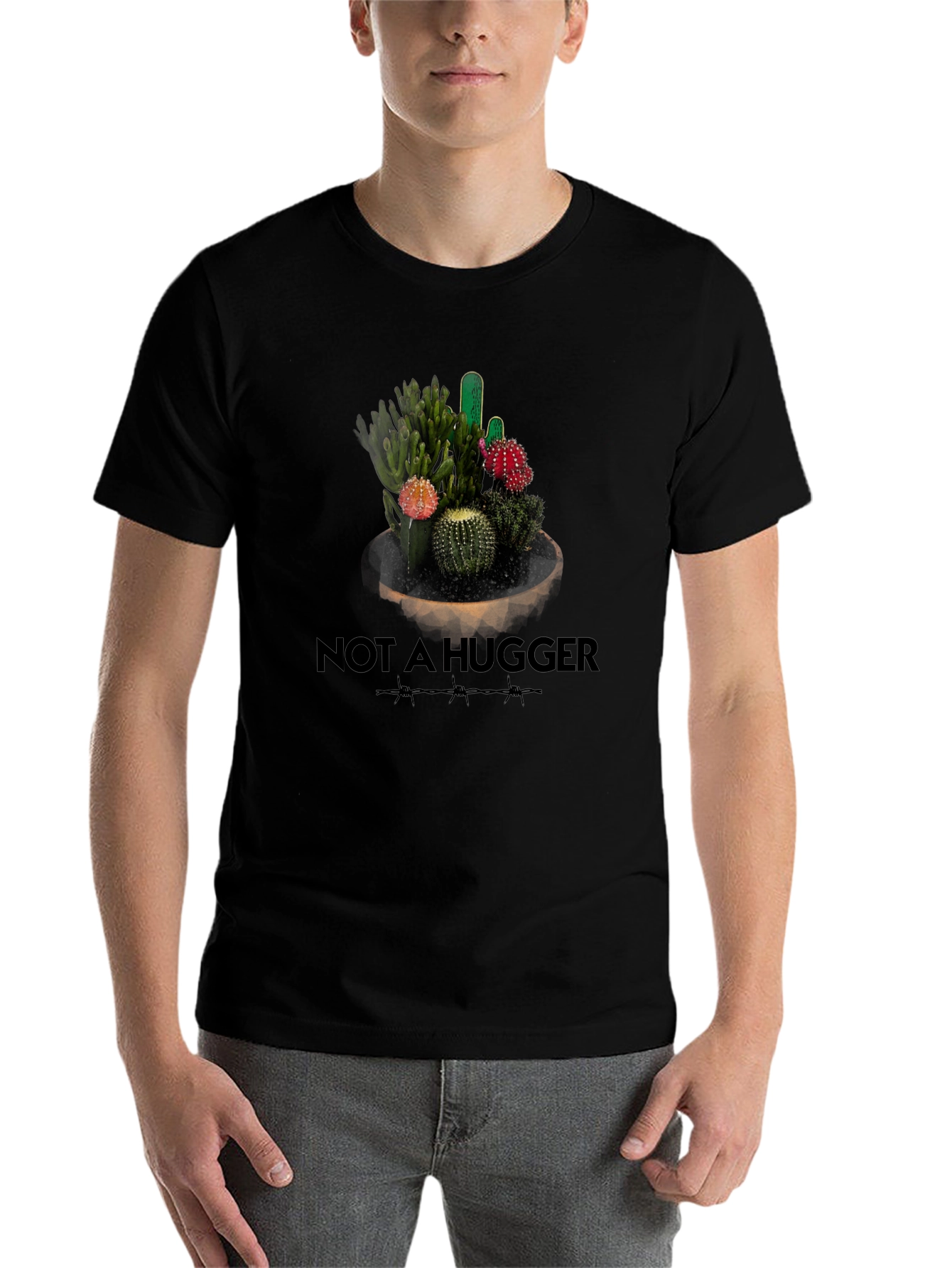 Not A Hugger Cactus Graphic T-Shirt