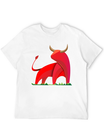 Bold Geometric Bull Graphic T-Shirt