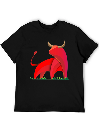 Bold Geometric Bull Graphic T-Shirt