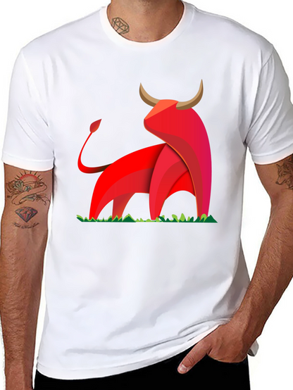 Bold Geometric Bull Graphic T-Shirt
