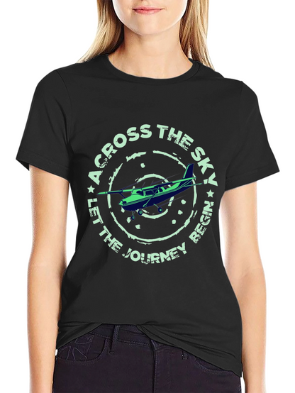 Across The Sky Airplane Graphic T-Shirt