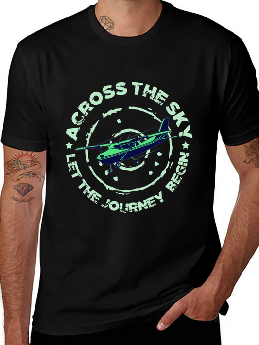 Across The Sky Airplane Graphic T-Shirt