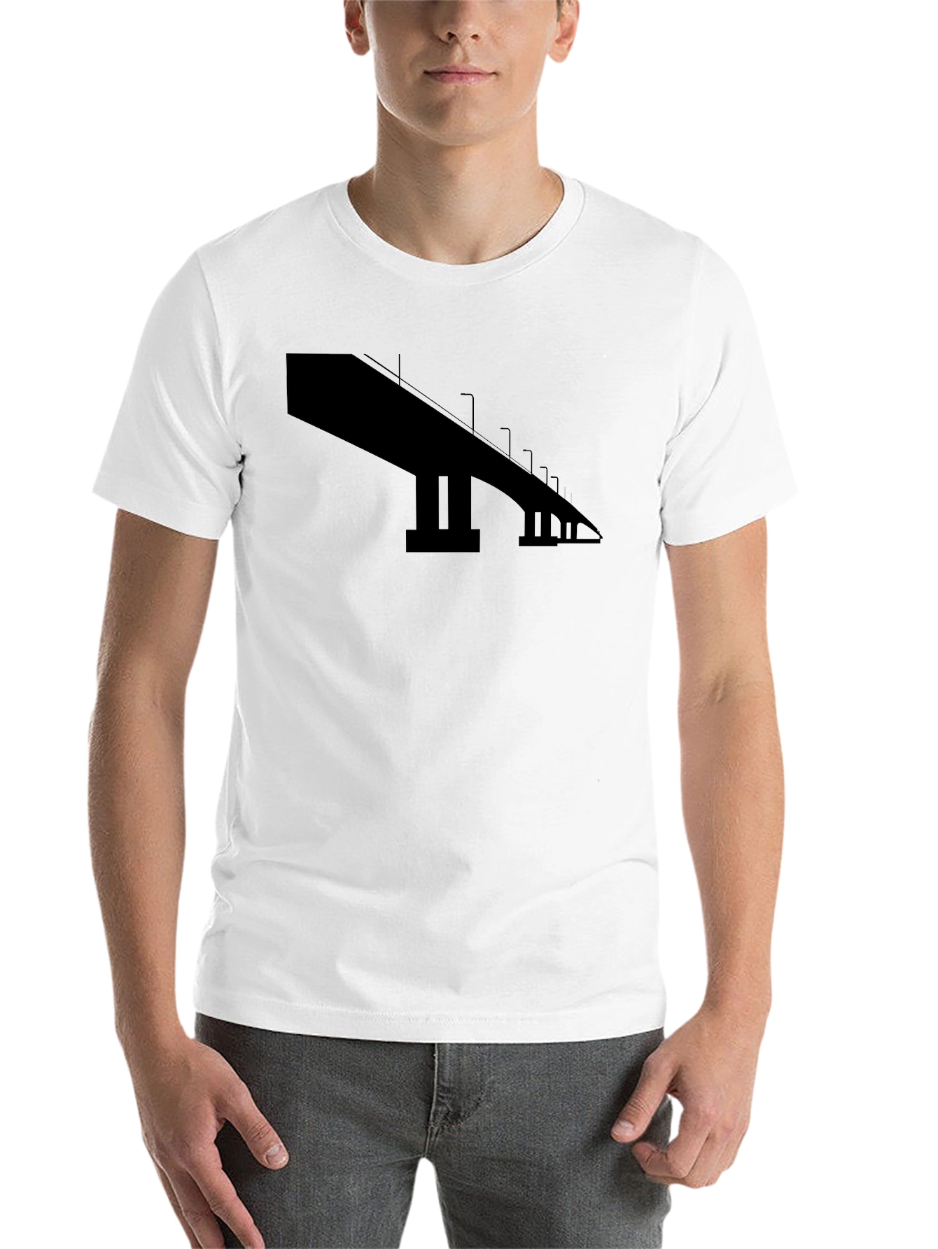 Abstract Bridge Graphic Black T-Shirt