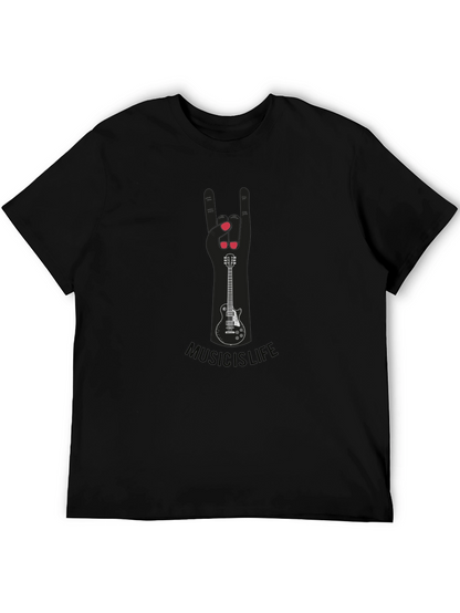 Music is Life Guitar Hand Sign Tee