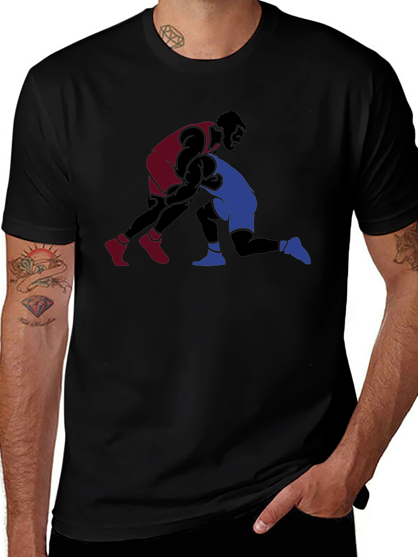 Wrestling Graphic Black T-Shirt