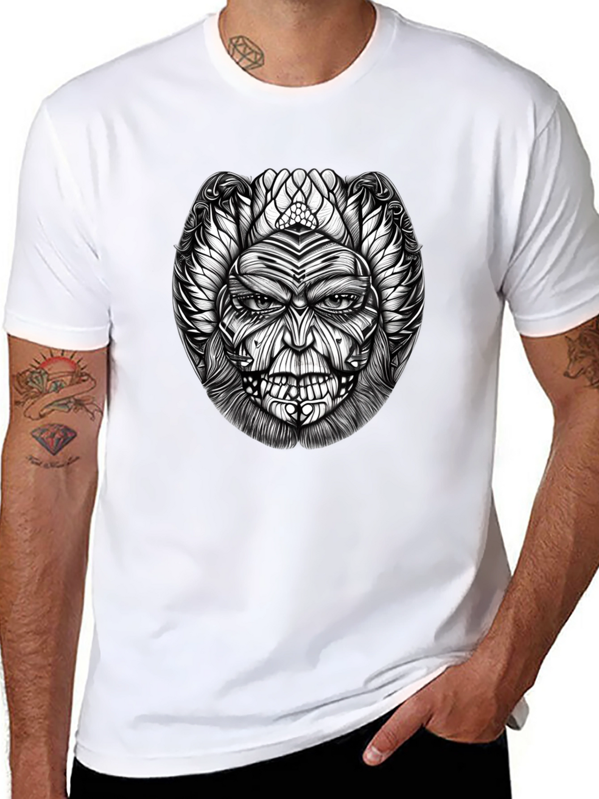 Unique Graphic Print Black T-Shirt