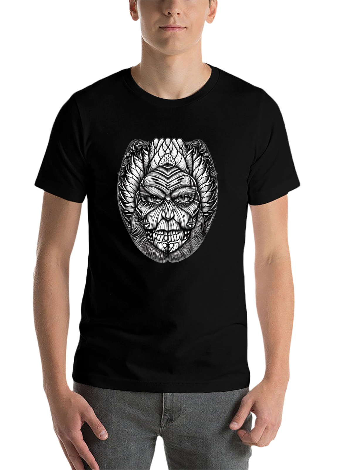 Unique Graphic Print Black T-Shirt