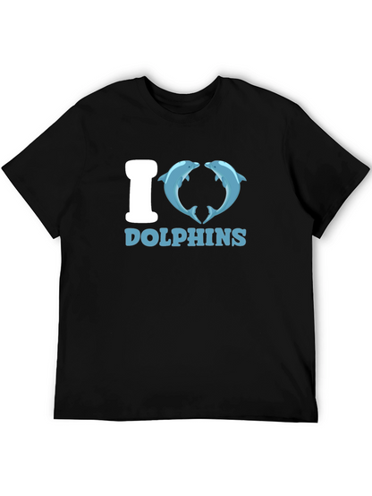 I Heart Dolphins Black Graphic Tee