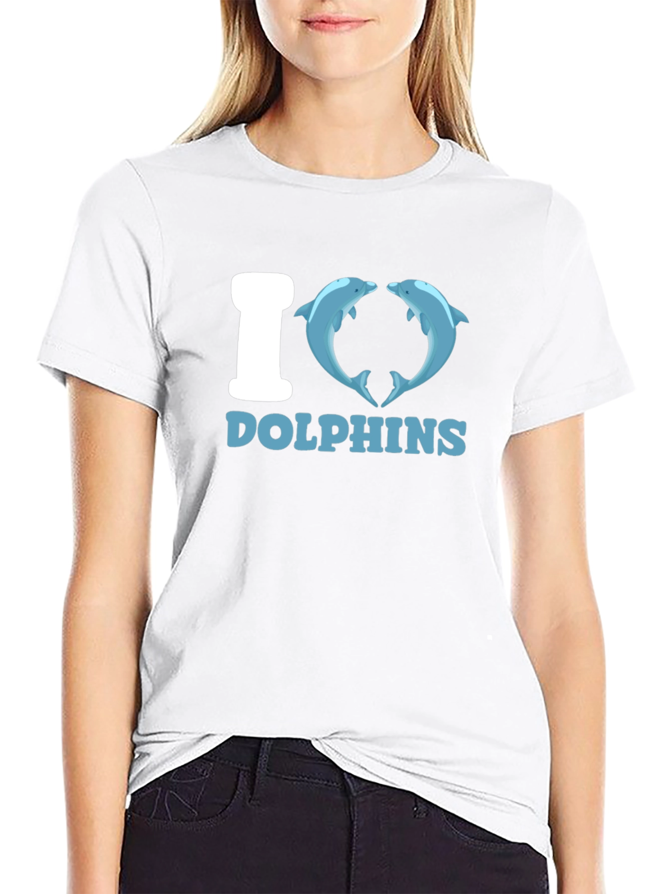 I Heart Dolphins Black Graphic Tee