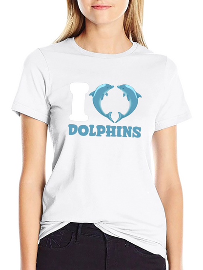 I Heart Dolphins Black Graphic Tee