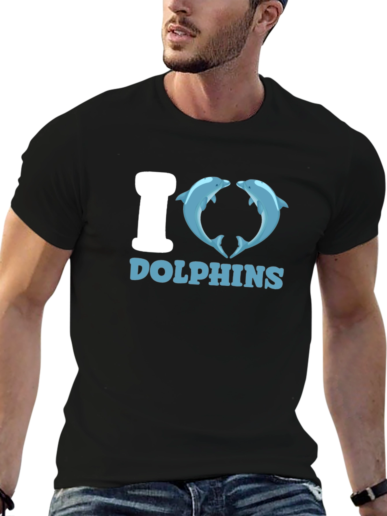 I Heart Dolphins Black Graphic Tee