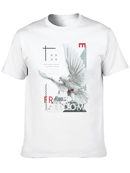 Freedom Dove Graphic Tee - Black Cotton Blend T-Shirt