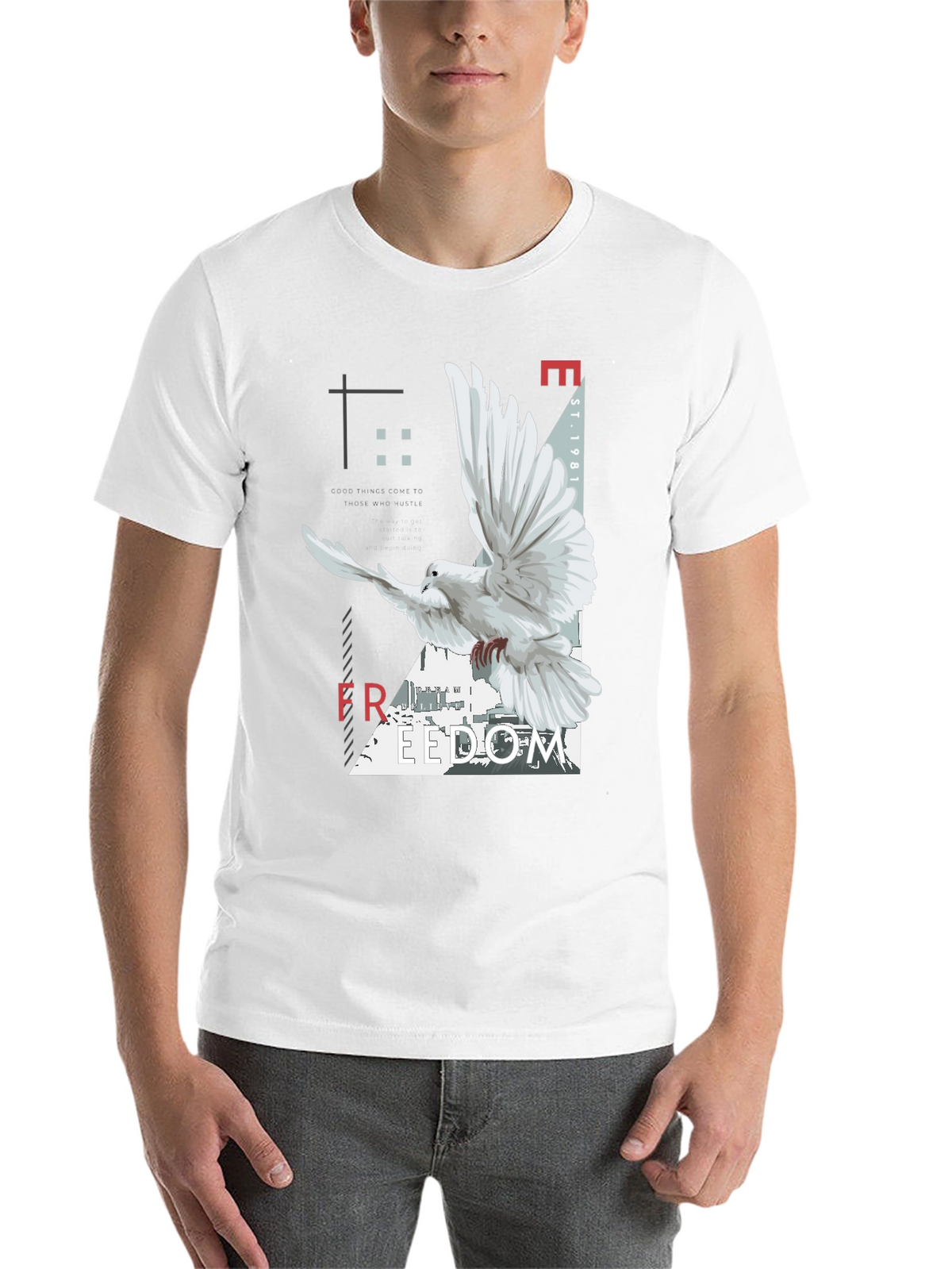 Freedom Dove Graphic Tee - Black Cotton Blend T-Shirt