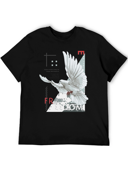 Freedom Dove Graphic Tee - Black Cotton Blend T-Shirt