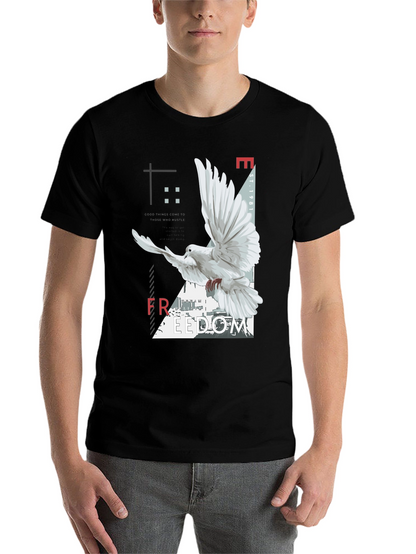 Freedom Dove Graphic Tee - Black Cotton Blend T-Shirt