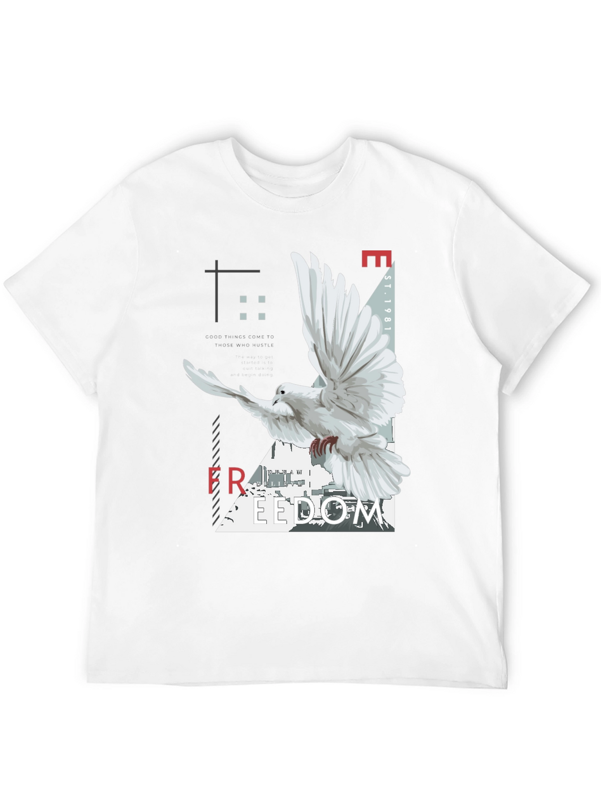 Freedom Dove Graphic Tee - Black Cotton Blend T-Shirt