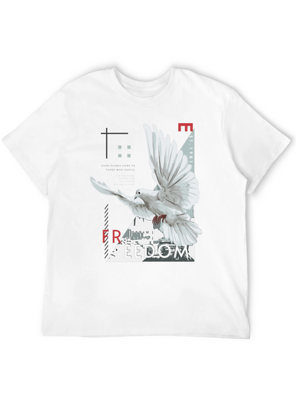 Freedom Dove Graphic Tee - Black Cotton Blend T-Shirt