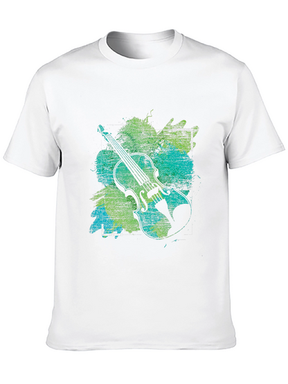 Abstract Violin Graphic Tee - Musical Style