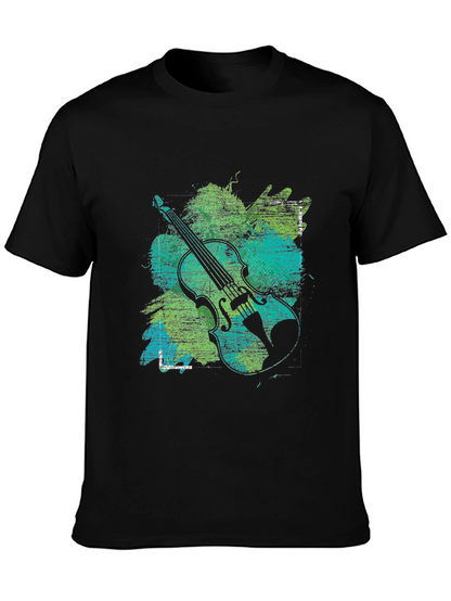 Abstract Violin Graphic Tee - Musical Style