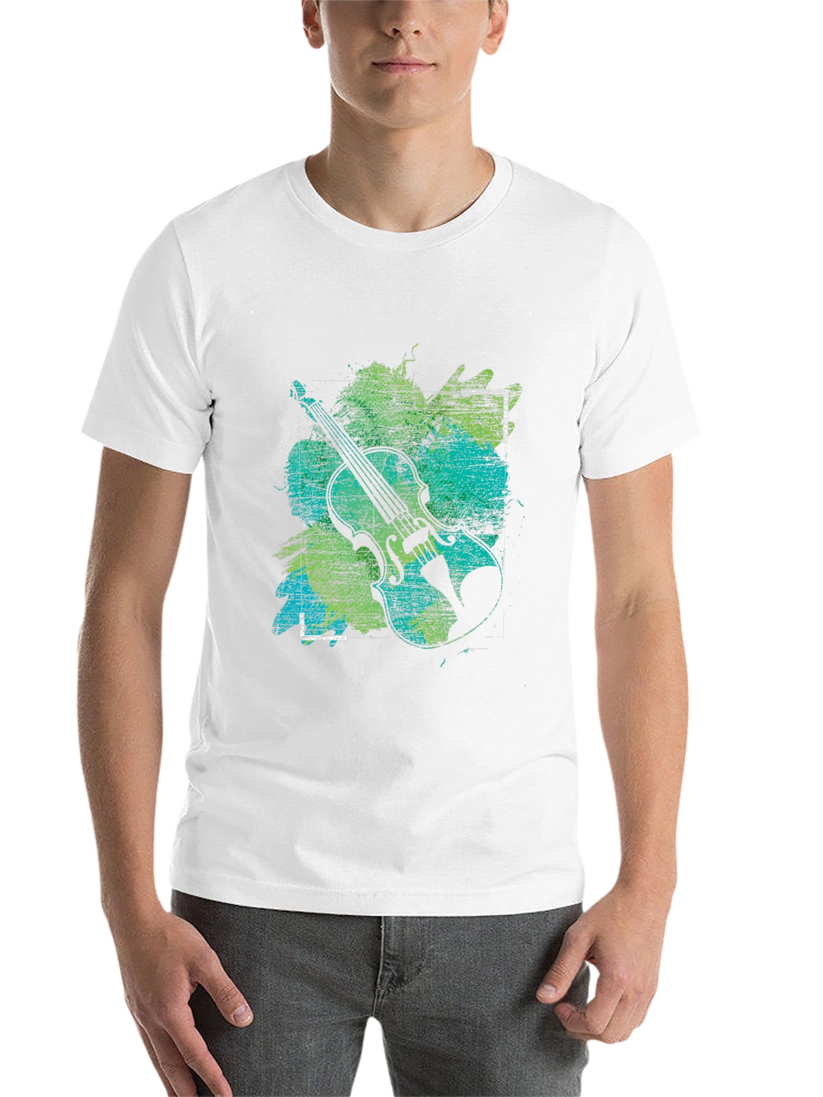 Abstract Violin Graphic Tee - Musical Style