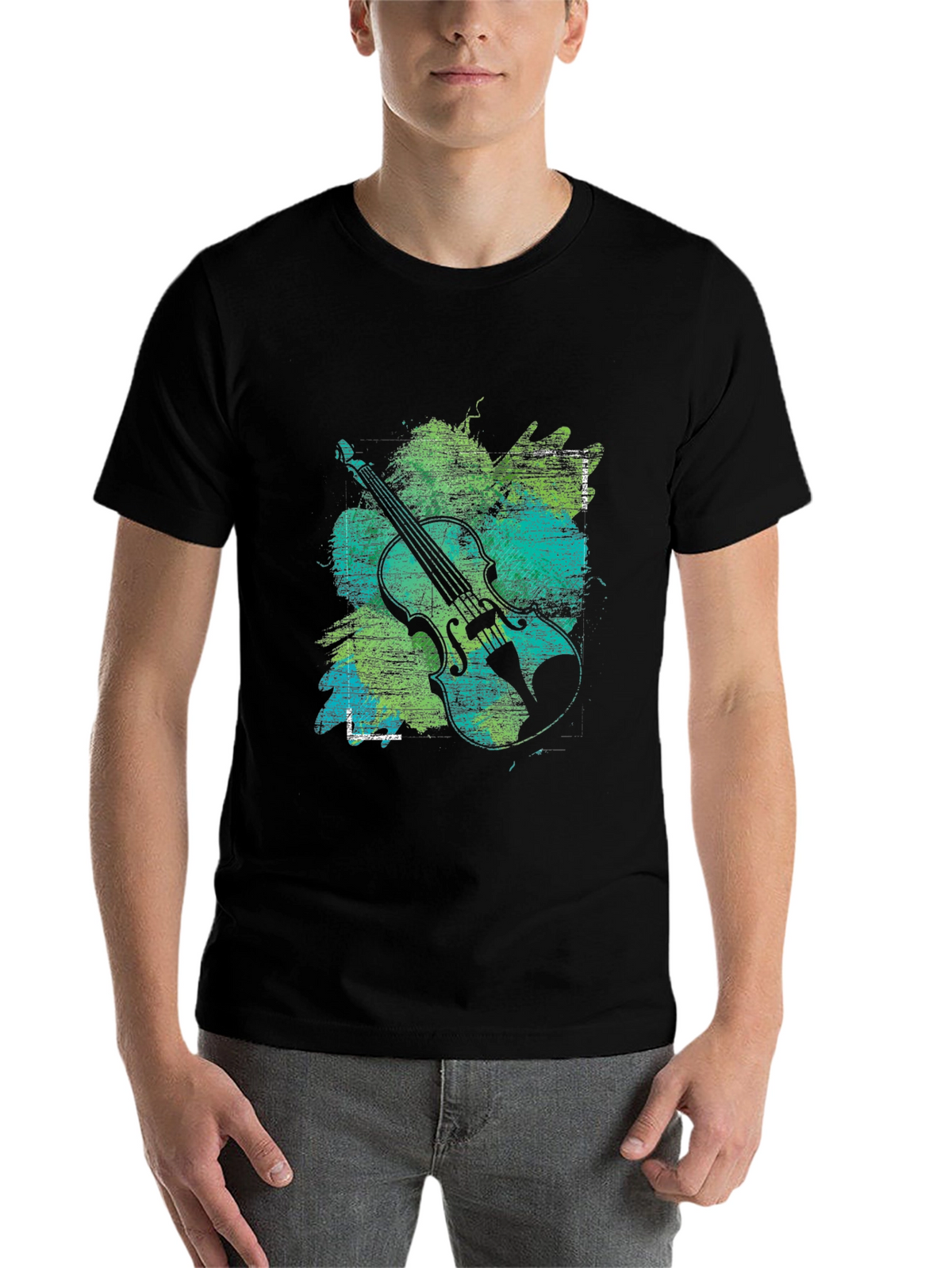 Abstract Violin Graphic Tee - Musical Style
