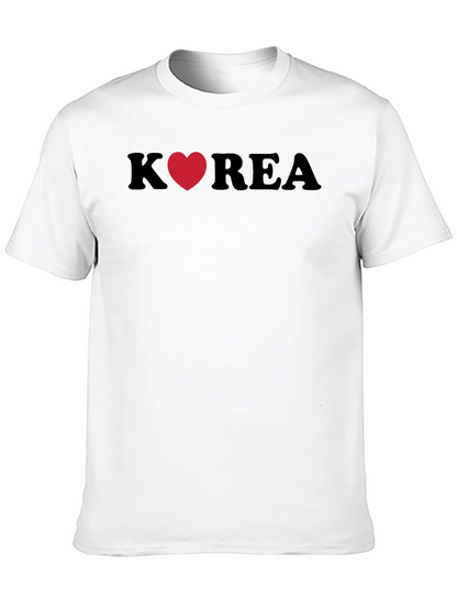 Korea Heart Graphic Tee - Stylish Black T-Shirt