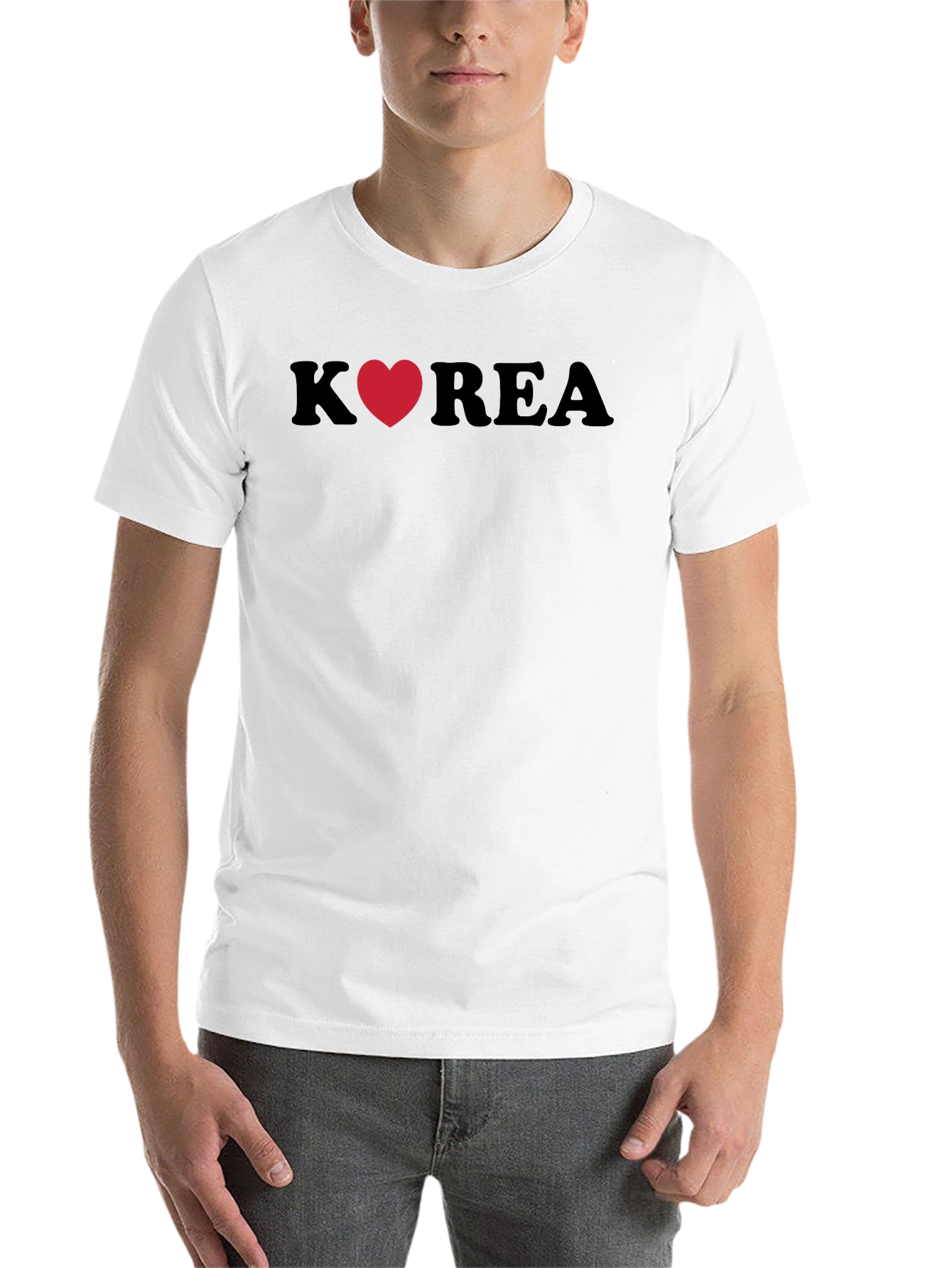 Korea Heart Graphic Tee - Stylish Black T-Shirt