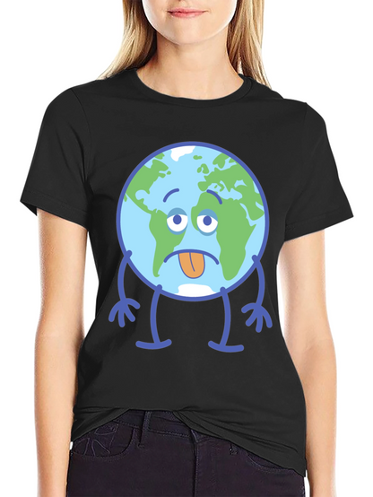Sad Earth Graphic T-Shirt - Black