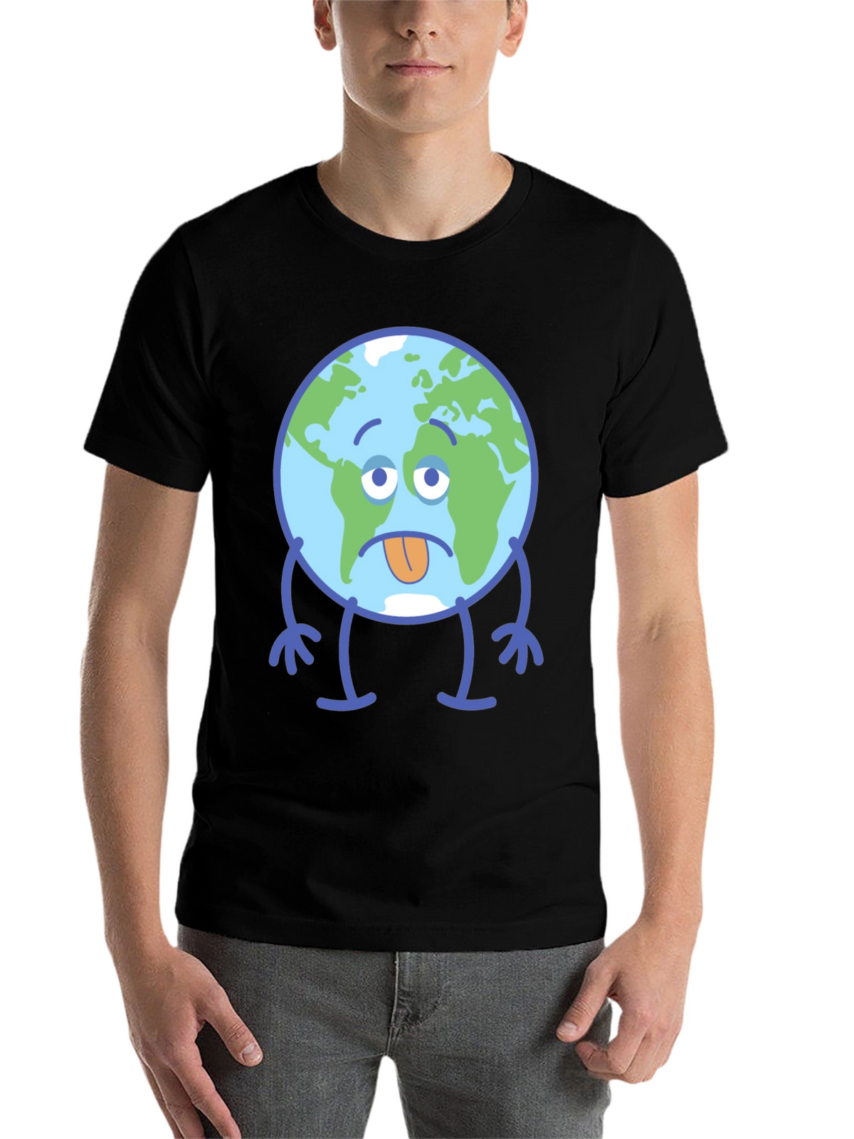 Sad Earth Graphic T-Shirt - Black