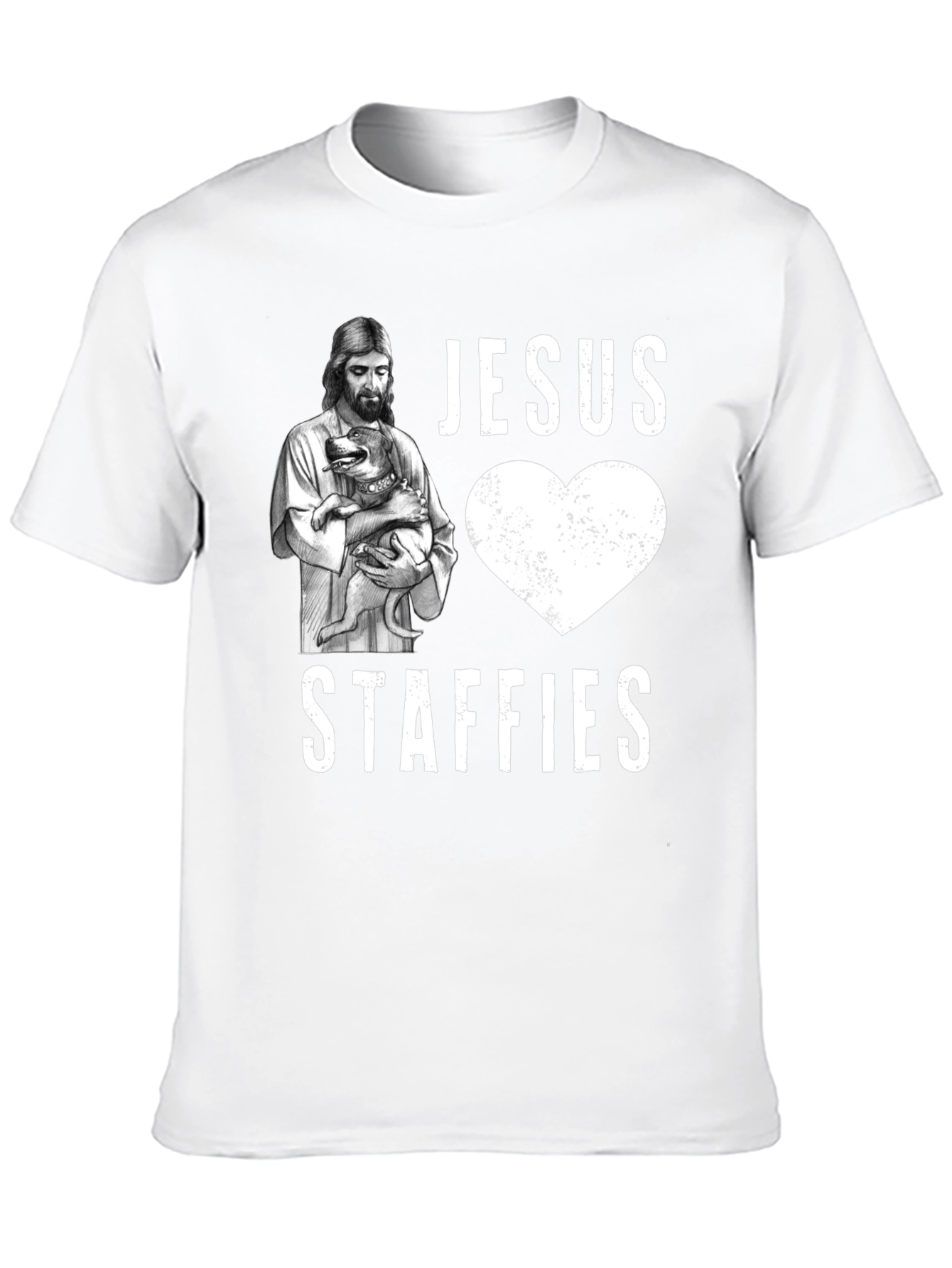 Jesus Loves Staffies T-Shirt - Funny Dog Lover Tee