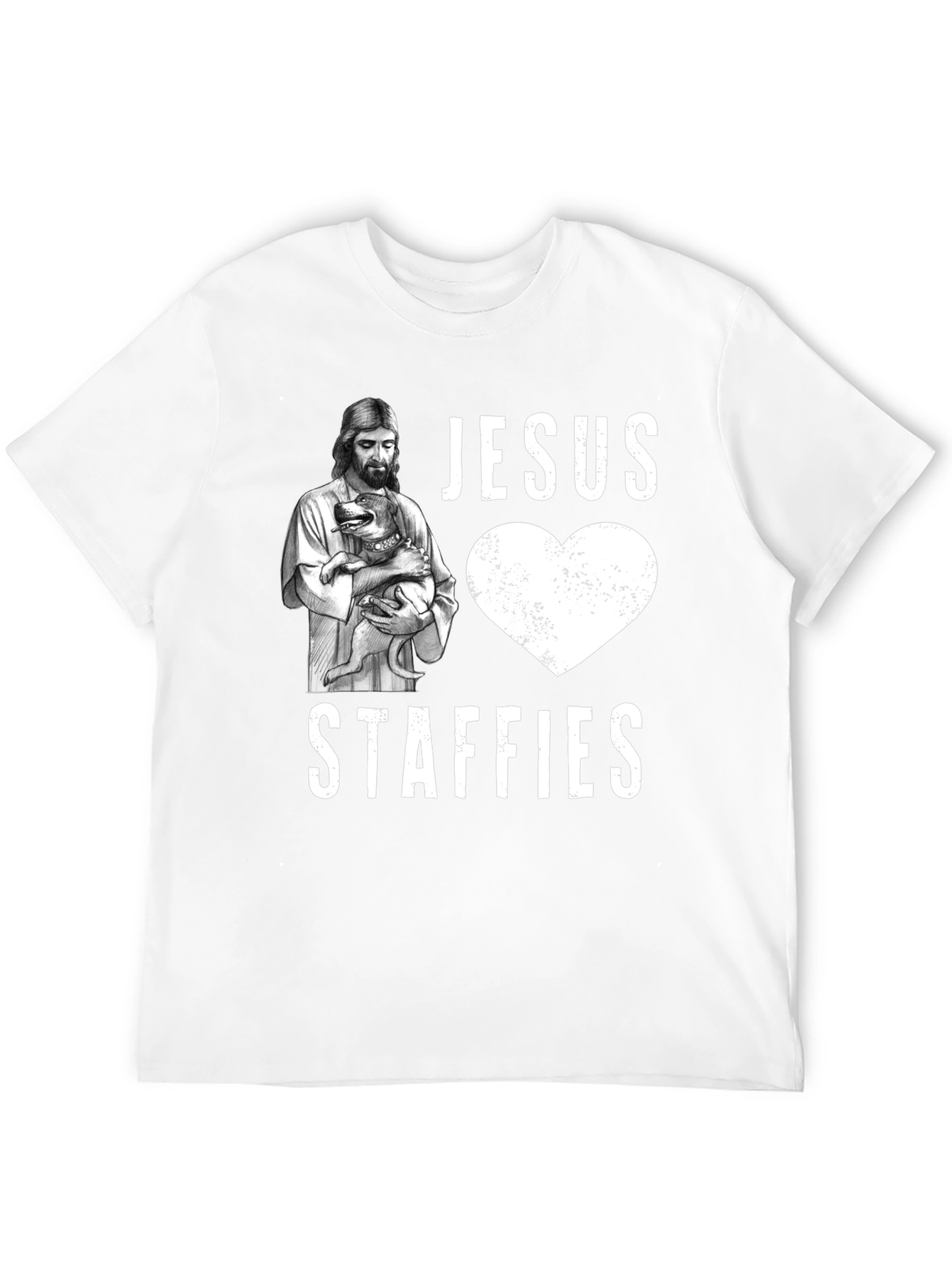 Jesus Loves Staffies T-Shirt - Funny Dog Lover Tee
