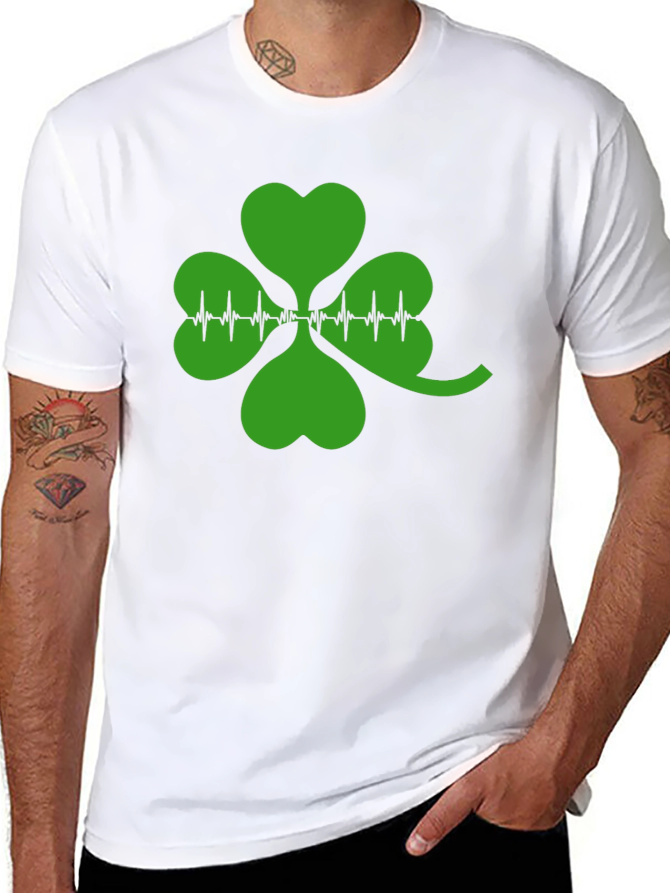St. Patricks Day Shamrock Heartbeat T-Shirt