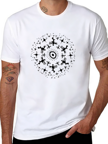 Abstract Bird Circle Black T-Shirt