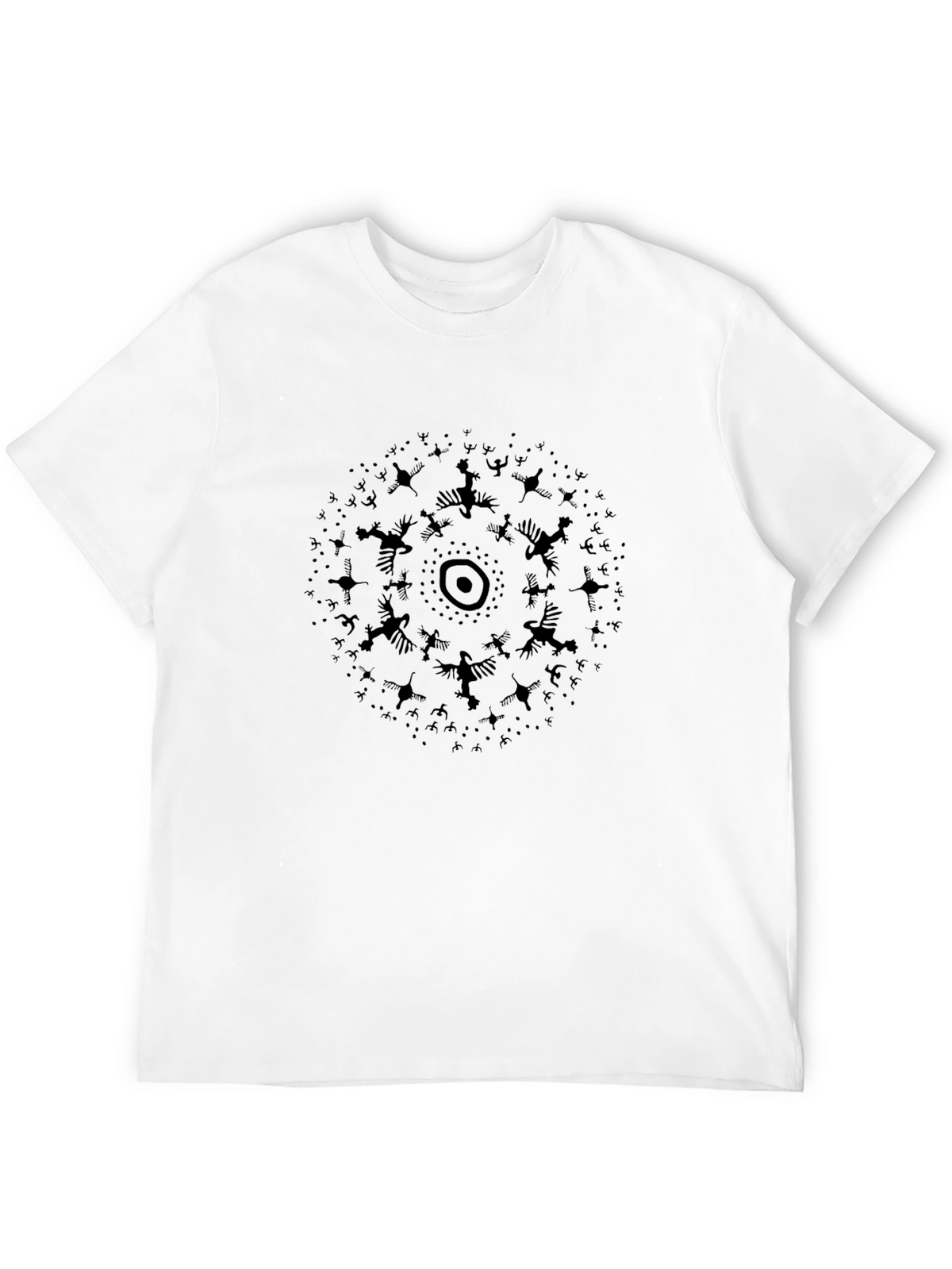 Abstract Bird Circle Black T-Shirt