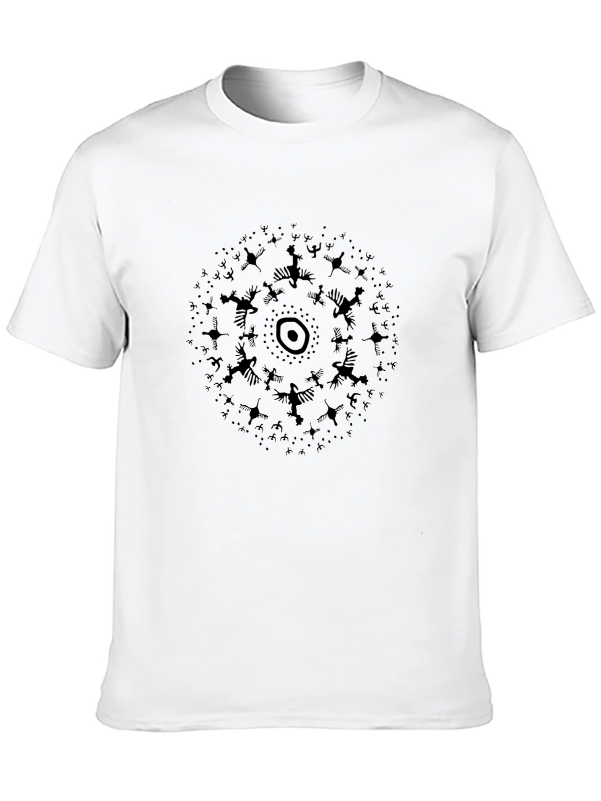 Abstract Bird Circle Black T-Shirt