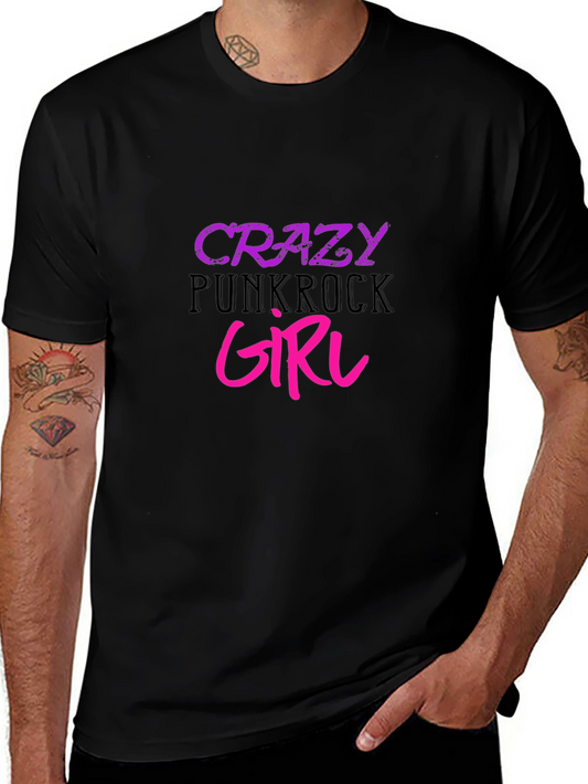 Crazy Punkrock Girl Black T-Shirt