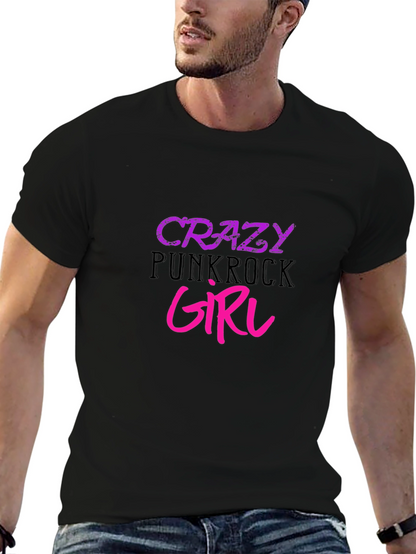 Crazy Punkrock Girl Black T-Shirt