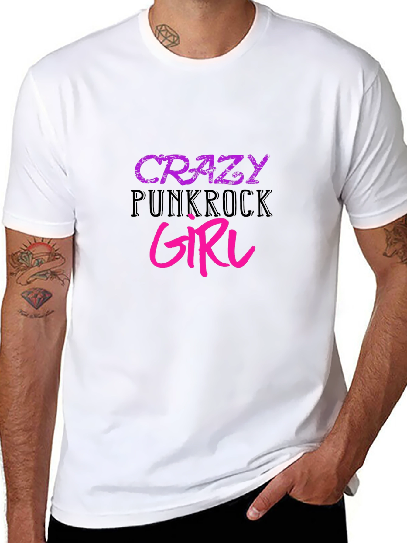 Crazy Punkrock Girl Black T-Shirt