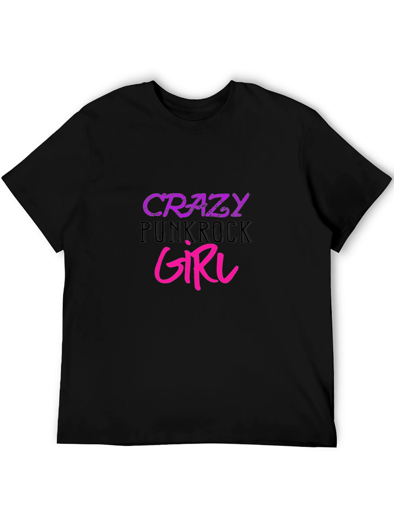 Crazy Punkrock Girl Black T-Shirt